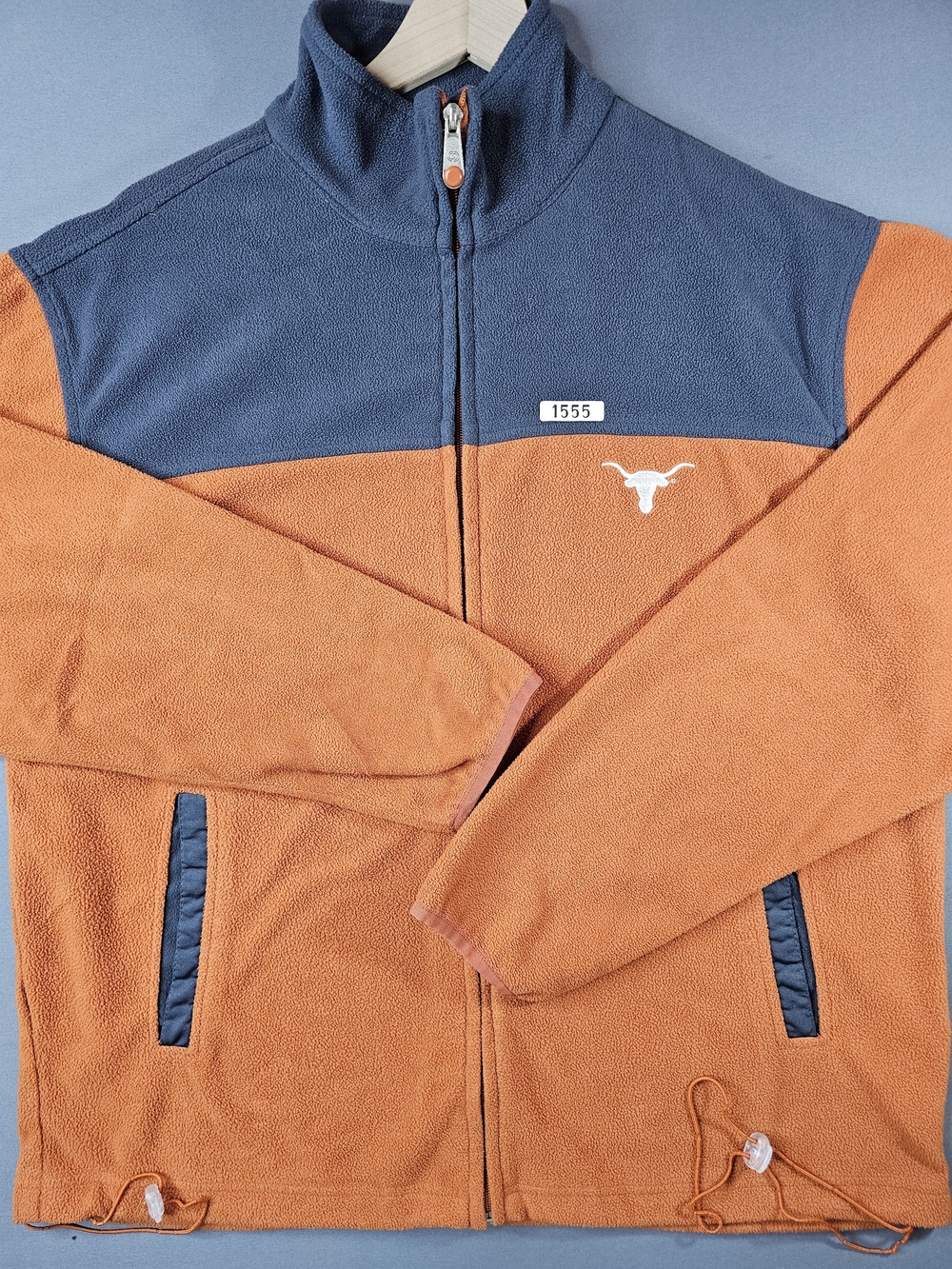 Texas Longhorns Fleece Jacket Men's Large Full Zip Grey/Orange Distinctly Texas
